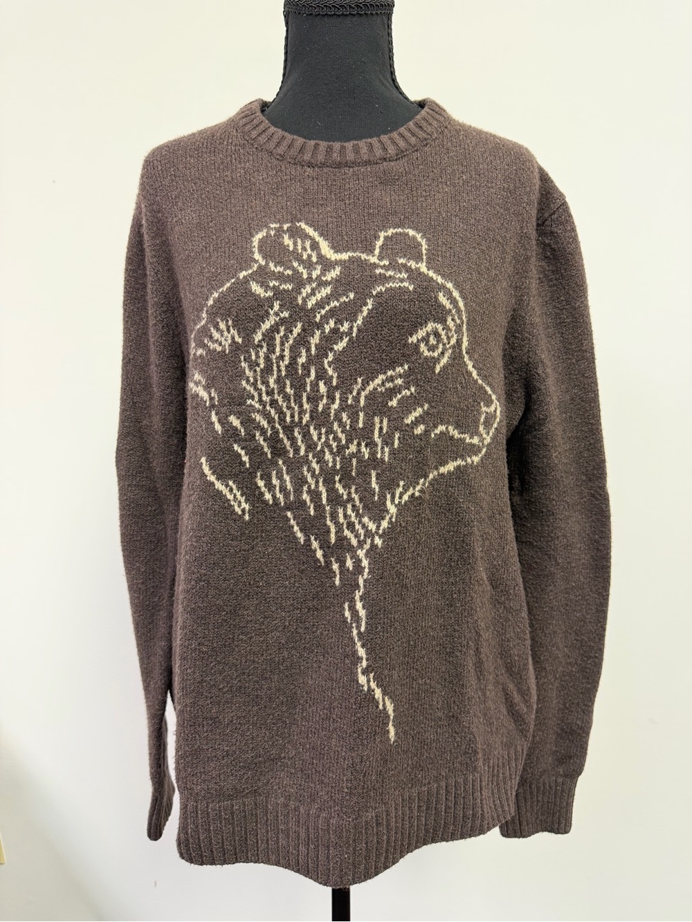 Old Navy Brown Crewneck Sweater with Ivory Bear